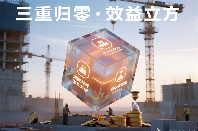 成本效益可视化 _三重归零 · 效益立方_ 立体透明魔方悬浮空中：三个面....png